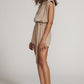 MISS SPARKLING Sand Collar Romper with Shoulder Pads