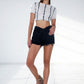 HIGH RISE BLACK RIBBON SHORTS