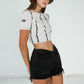 HIGH RISE BLACK RIBBON SHORTS