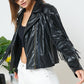 BLUE B Faux Leather Moto Fringe Jacket