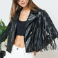 BLUE B Faux Leather Moto Fringe Jacket