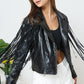 BLUE B Faux Leather Moto Fringe Jacket
