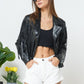 BLUE B Faux Leather Moto Fringe Jacket