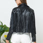 BLUE B Faux Leather Moto Fringe Jacket