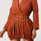Terracotta Trench Romper with Gold Chain Belt