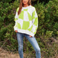 DAVI & DANI Multi Geo Checker Pullover Knit Sweater Top