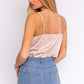 LE LIS Spaghetti Strap Cowl Neck Bodysuit