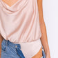 LE LIS Spaghetti Strap Cowl Neck Bodysuit