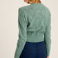 LISTICLE V-neck Scallop Edge Button Down Crop Knit Cardigan