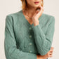 LISTICLE V-neck Scallop Edge Button Down Crop Knit Cardigan
