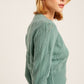 LISTICLE V-neck Scallop Edge Button Down Crop Knit Cardigan