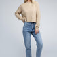 AMBIANCE APPAREL Mock Neck Cropped Pullover Knit Sweater
