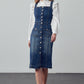 INSANE GENE Buttoned-front Midi Denim Overall Dress