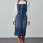 INSANE GENE Buttoned-front Midi Denim Overall Dress
