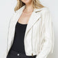 BLUE B Faux Leather Moto Fringe Jacket
