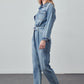 INSANE GENE Belted Denim Jumpsuit