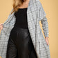 RENEE C. Luxurious Plaid Open Front Cardigan with Tie