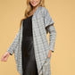 RENEE C. Luxurious Plaid Open Front Cardigan with Tie
