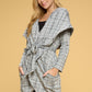 RENEE C. Luxurious Plaid Open Front Cardigan with Tie