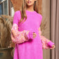DAVI & DANI Sequin Sleeve Sweater Knit Tunic Top