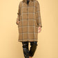 RENEE C. Plus-size Plaid Coat with Buttons and Pockets