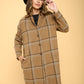 RENEE C. Plus-size Plaid Coat with Buttons and Pockets