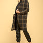 RENEE C. Plus-size Plaid Coat with Buttons and Pockets