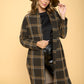 RENEE C. Plus-size Plaid Coat with Buttons and Pockets