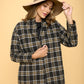 Renee C. Women's Charcoal Plaid Sophisticated Coat with Buttons and Pockets