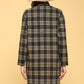 Renee C. Women's Charcoal Plaid Sophisticated Coat with Buttons and Pockets