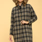 Renee C. Women's Charcoal Plaid Sophisticated Coat with Buttons and Pockets