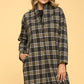 Renee C. Women's Charcoal Plaid Sophisticated Coat with Buttons and Pockets