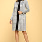 RENEE C. Stylish Grey Plaid Open Coat with Collar