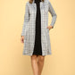 RENEE C. Stylish Grey Plaid Open Coat with Collar