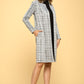 RENEE C. Stylish Grey Plaid Open Coat with Collar