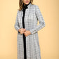 RENEE C. Stylish Grey Plaid Open Coat with Collar