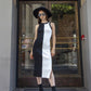 HOPE HORIZON Fall Casual Black & White Knit Colorblock Dress