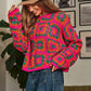 DAVI & DANI Crochet Patchwork Round Neck Pullover Sweater Top