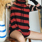 Jade by Jane Women's Plus-size Horizontal Strip Hoodie