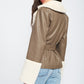 EMORY PARK Belted Faux Shearing Trimmed Jacket