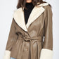 EMORY PARK Belted Faux Shearing Trimmed Jacket
