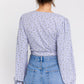 LE LIS Chic Puff Sleeve Lace-Up V-Neck Top