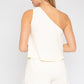 GILLI Cream One - Shoulder Layered Top Romper