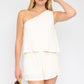 GILLI Cream One - Shoulder Layered Top Romper