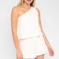 GILLI Cream One - Shoulder Layered Top Romper