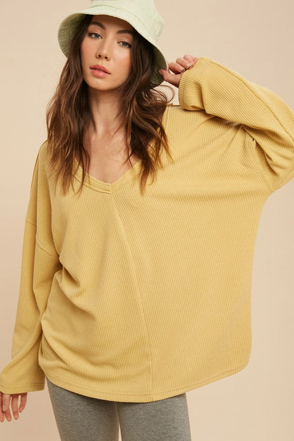AEMI & Co. Cozy V- Neckline Knitted Top - Casey Top