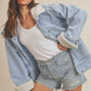 AEMI & Co. Denim Juliette Jacket with Fleece Collar
