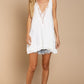 POL Mini Sleeveless Deep V-neck Dress with Lace on Front