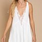 POL Mini Sleeveless Deep V-neck Dress with Lace on Front