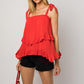 GILLI Sleeveless Asymmetrical Hem Line Tiered Top